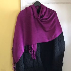 100% viscose fringed shawl in purple
